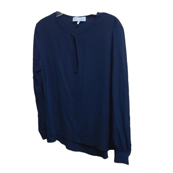 WAYF Navy Blue Long sleeve Keyhole Blouse. - Picture 5 of 9